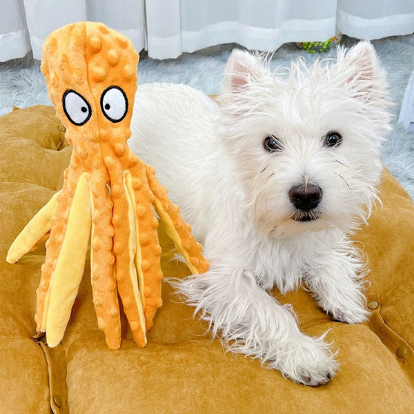 Eco-Friendly Octo-Pal Plush: Stuffed crunchy Dog Toy with a voice