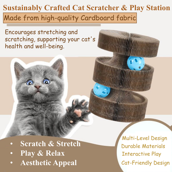 Deluxe Smart Scratch: Sustainably Crafted Multi-Level Cat Tower Scratcher