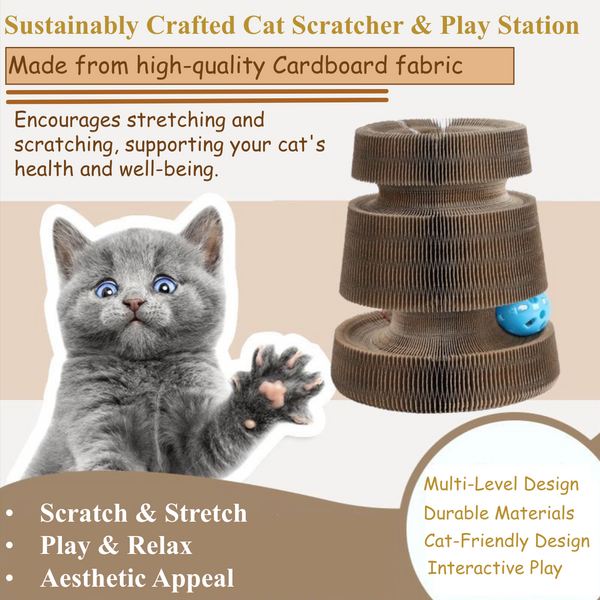 Deluxe Smart Scratch:  Sustainably Crafted  Multi-Level Cat Tiered Scratcher